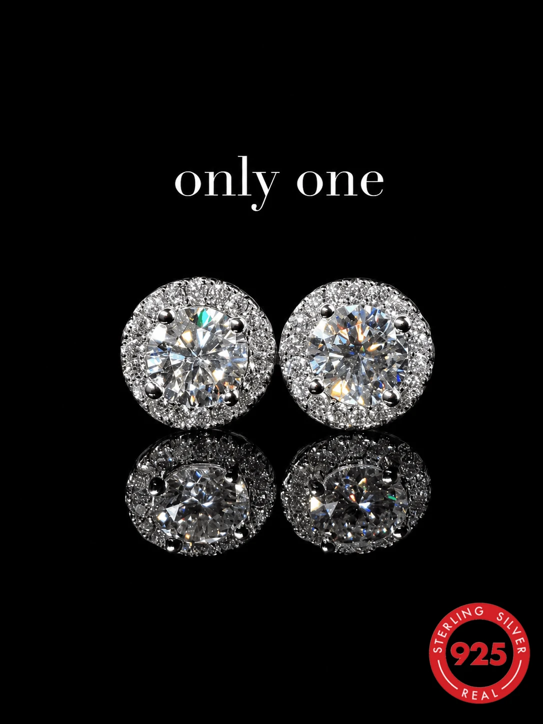 AnlaScheer 1pc 2mm-7mm 925 Sterling Silver Moissanite Flat Back Stud Earrings, 18K White Gold Plated 925 Silver Low Allergy D VVS1 Earrings, Unisex, Suitable For Daily Wear And Parties