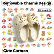 Khaki EVA Clogs With Reversible Heel Strap, Glow-In-The-Dark Mushroom Decor, Summer Casual Style, Slip-On Shoes, Unisex, Breathable, Versatile For Home, Beach, Healthcare Commute - Khaki - View 7