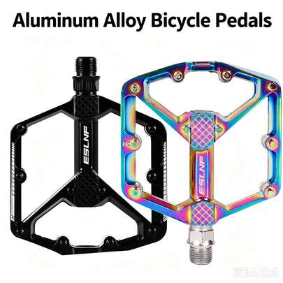 1 Set ESLNF Bicycle Pedals Road Bike Dual DU Aluminum Alloy Pedals Outdoor Non-Slip Wide Mountain Bike Pedals, Lightweight Design, Cool Non-Slip Wide, Perfect For Cycling Gear. Colorful And Black Options Available
