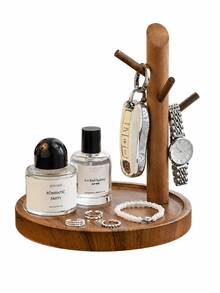 1pc Luxury Vintage Wooden Decorative Tray, Multi-Functional Entryway Key Organizer, Living Room Shoe Cabinet Shelf Hook, Jewelry Watch Perfume Display Board, Minimalist Home Storage Decor - View 8