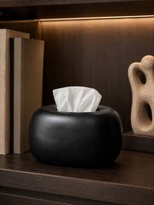 1pc Modern Minimalist Tissue Box Cover, Rounded Square Tissue Holder, Decorative Tissue Box, Suitable For Bathroom Vanities, Living Rooms, Bedrooms, Desks, Coffee Tables, And Bedside Tables, Available In Black Or Beige. - Multicolor - View 4