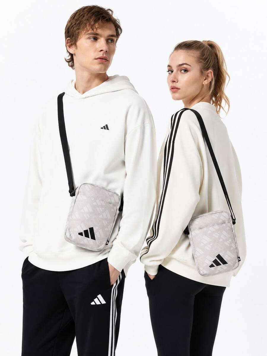 Adidas 斜背包男包女包新款戶外運動包輕便休閒通勤大容量單肩包 尺寸約 39×28×11cm - 黑灰色 - 查看 1