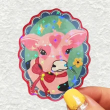 Pink Heart Cow, Suitable For People Who Like Cute Style, Farm Animals, Sweet Design, Waterproof Vinyl Sticker - Durable Smooth Surface, Self-Adhesive Bumper Sticker, Suitable For Cars, Windows, Laptops, Trucks, Water Bottles - Multi-Purpose Durable Design, Car Sticker - Vinyl - View 1