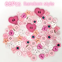 10/18/26/35/48/55/66/78/89/98Pcs Pink Resin Buttons, Heart, Rabbit, Flower, Starfish Multiple Styles, Suitable For Handmade DIY Cream Glue, Hair Clips, Keychains, Clothing Decoration, Fabric Crafts, Soft Color Versatile, Handmade Filler Accessories, Random Styles. - Multicolor - View 20