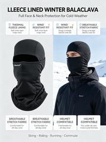 1-3pcs Fleece Lined Winter Balaclava Windproof Warm Full Face Ski Mask, Helmet Compatible Neck Warmer For Skiing, Motorcycle Riding And Outdoor Ice And Snow Sports - Multicolor - View 2