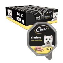 Cesar Comida Húmeda para Perros Sabor Pollo en paté (Pack de 14 Tarrinas x 150g) - gramo - Ver 1
