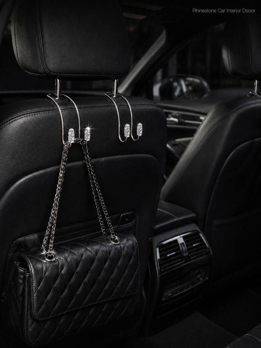 Luxury Crystal Car Backseat Hook, Durable Metal Backrest Hook, Shiny Design, Suitable For Women, Universal Fit For SUV And Sedan - A - View 1