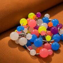 6pcs/9pcs/1.6mm/14G Glow-In-The-Dark UV Navel Rings Tongue Studs Belly Rings Tongue Rings Nipple Rings Navel Rings Glow-In-The-Dark Ball Navel Rings Navel Studs - Multicolor - View 4
