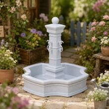3D Printed Dollhouse Fountain Water Feature 1:12 Scale Miniature Garden Decoration Pool Landscape Ornament Miniature Furniture Outdoor Scene Accessory Home Decor Display Collectible Ornament Model Simple Assembly Required - Light Grey - View 10