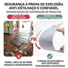 Espelho Adesivo Flexível Inquebrável Sem Furo - À Prova de Explosão & Alta Definição - retângulo - Visão 7