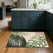 1pc Tropical Green Plant Pattern Printed Diatom Mud Kitchen Mat, Absorbent Kitchen Floor Mat, Kitchen Rug, Long Strip Foot Mat, Sink Front Mat, Suitable For Kitchen, Bathroom, Entryway, Hallway, Laundry Room And Home Decor - Multicolor - View 6