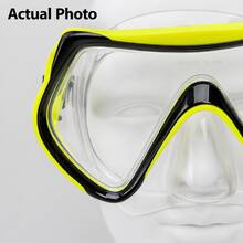 1 Pair Wide Field Of View Snorkel Mask For Teens And Adults, Unisex, One-Piece Transparent Large Lens, Adjustable Head Strap, Multiple Color Options, PVC Comfortable Fit Design, Suitable For Beach Diving, Pool Swimming, Free Diving And Underwater Exploration - Transparent Yellow - View 3