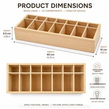 1pc Wooden Multi-Compartment Desktop Storage Box, Open-Top Storage Tray, Suitable For Cosmetics, Jewelry, Office Supplies, Craft Tools And Small Accessories - Apricot - View 2