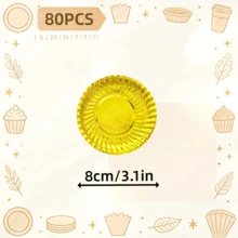 40/80PCS Mini Golden Spiral Pattern Paper Plates, 8/12cm Round Mousse Cake Cardboard, Durable Disposable Cupcake Boards, Disposable Baking Dessert Base Design For Wedding And Birthday Party - Gold - View 13