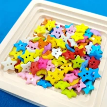 150/200/250/300Pcs Mixed Color Mini Star Shaped Plastic Sewing Buttons, With 2 Holes, Suitable For Sewing Crafts DIY Handmade, Diameter 1.2cm/0.47in (Random Color) - Multicolor - View 3