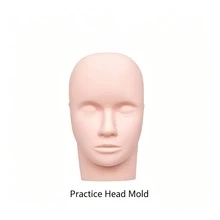 1件睫毛嫁接練習模特頭，附可更換眼瞼與睫毛，睫毛嫁接與彩妝練習訓練工具 - 粉色 - 查看 7