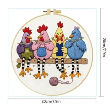 1件 20*20cm/7.9*7.9in 小動物組合刺繡套件，DIY手工刺繡組，適合成人初學者，居家禮物，女性縫紉禮物，包含使用說明書、印花布料、刺繡框、針與線 - Groups of Small Animals - 查看 4