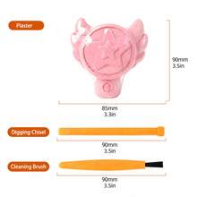 1pc Magic Wand Gemstone Excavation Kit, DIY Treasure Hunt Digging Toy With Pink Plaster, Chisel & Cleaning Brush, Archaeology Discovery Activity Gift For Girls - Multicolor - View 9