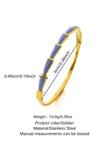 1pc Fashion Minimalist Style Stainless Steel Women's Bracelet With Bamboo Joint Design And Clasp, Suitable For Daily Commute Wear Or As A Holiday Gift For Friends - Yellow Gold - View 2