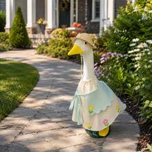 Frühlings-Blumen-Veranda-Gänse-Outfit-Set, geeignet für 23 Zoll Outdoor-Beton-Gänse-Dekoration, geeignet für Veranda, Rasengans, Garten-Gans Frühlingslandschaft, Feiertags-Outdoor-Dekoration Gänse-Outfit (Gänse-Skulptur nicht enthalten) - Gans-Outfit - Übersicht 2
