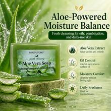 Aloe Vera Gentle Cleansing Soap Bar, Refreshing Oil Regulating Cleanser, Deep Pore Cleaning, Infused With Aloe To Hydrate And Comfort Skin, Ideal For Daily Bath Routine And Post-Sun Skin Care, Suitable For Both Men And Women In All Four Seasons,100g - Aloe - View 3