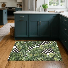 1pc Banana Leaf Pattern Printed Diatom Mud Kitchen Mat, Absorbent Kitchen Floor Mat, Kitchen Rug, Long Strip Foot Mat, Sink Front Mat, Suitable For Kitchen, Bathroom, Entryway, Hallway, Laundry Room And Home Decor - Multicolor - View 5
