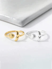 1 Buah atau 2 Buah/Set Cincin Ekor Putri Duyung dan Kerang untuk Wanita, Cincin Janji Laut Terbuka dan Dapat Disesuaikan, Perhiasan Pernikahan Musim Panas Bertema Laut - 1 - View 13