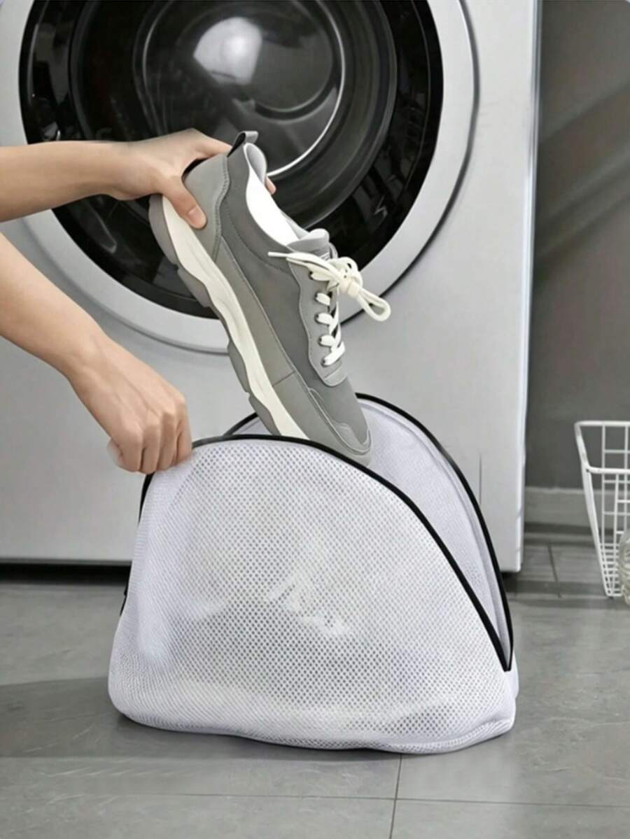 1 360° Shoe Washing Bag, Nylon Material, Suitable For All Shoe Types - Anti-Deformation, Reusable, With Zipper, 360° Deep Cleaning, Machine Washable, Air Dry, Soft Fleece Lining, Ideal For Sneakers And Casual Shoes. - Multicolor - View 1