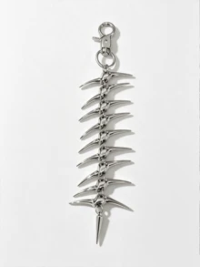 1pc High Street Dark Style Fishbone Denim Jeans Waist Chain, Hip Hop Punk Unisex Pants Chain - Silver - View 5