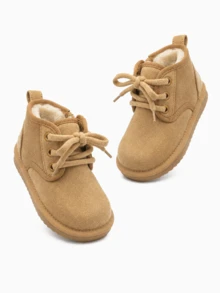 Balabala Children's Lace-Up Snow Boots, Toddler Fleece Lining, Non-Slip Warm Short Ankle Boots, Winter Shoes - Camel - View 6