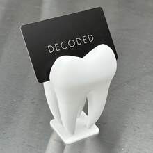 1pc White Tooth-Shaped Desktop Card Holder, Creative Resin Material, Cute Tooth Business Card Holder, Suitable For Office Desk And Office Decoration. Ideal Choice For Home Decor. - Multicolor - View 4