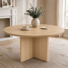 120x120cm Oak Dining Table - Natural Color - 橡木 - 查看 3