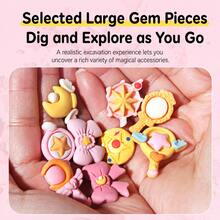 1pc Magic Wand Gemstone Excavation Kit, DIY Treasure Hunt Digging Toy With Pink Plaster, Chisel & Cleaning Brush, Archaeology Discovery Activity Gift For Girls - Multicolor - View 7