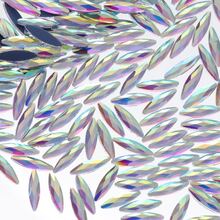 100pcs/Pack, Horseeye Shaped Acrylic Rhinestones, Flat Bottom Rhinestones With Silver Base, Pointed Horseeye Unfoiled Rhinestones, For DIY Crafts, Dance Costumes, Bags, Shoes - D - View 7