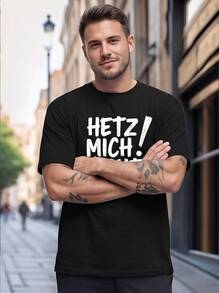 Olivgrünes Herren-T-Shirt in Große Größen mit dem Slogan "I'M Not In A Hurry", leichter Sommerstoff, maschinenwaschbar für den täglichen Gebrauch. Schnelle Lieferung - Schwarz - Übersicht 4