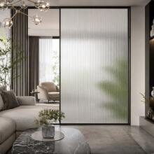 Striped Privacy Window Film Frosted Glass Sticker Electrostatic Adsorption Glue-Free Decorative Window Film Removable Reusable Anti-Peeping Film Suitable For Bathroom Bedroom Door Glass - Style A: Classic Ribbed - View 2