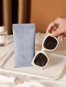 1pc Soft Fashion Eyeglass Storage Bag, Random Color, Daily Portable Squeeze Top Eyeglass Case, Minimalist Solid Color Eyeglass Storage Pouch, Suitable For Fashion Glasses, Sunglasses, Reading Glasses And Myopia Glasses Accessories - View 9