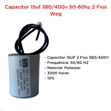 Capacitor 15uf 380/400v 50-60hz 2 Fios Motor Lavadora Maquina Lavar Ar Condicionado WEG - Cinza Claro - Visão 3