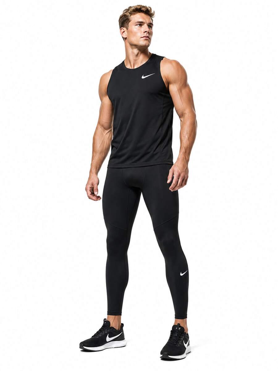 Nike Men's New Training Fitness Yoga Breathable Fitness Quick-Drying Small Hook Sports Trousers - Black - View 1