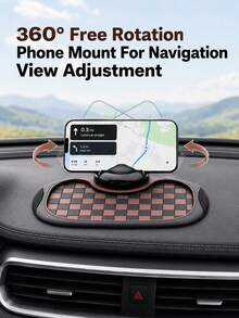 All-In-One Car Dashboard Storage Non-Slip Mat, Adjustable Spring Phone Holder, Fluorescent Hidden Parking Card, Plaid Non-Slip Car Dashboard Mat, Scratch-Resistant Easy Installation Car Accessories, Can Hold Phone, Keys, Glasses, Ornaments, Suitable For Most Car Models - A - View 4