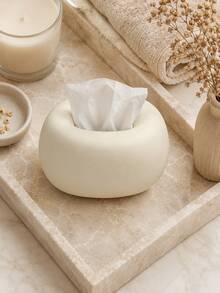 1pc Modern Minimalist Tissue Box Cover, Rounded Square Tissue Holder, Decorative Tissue Box, Suitable For Bathroom Vanities, Living Rooms, Bedrooms, Desks, Coffee Tables, And Bedside Tables, Available In Black Or Beige. - Multicolor - View 2
