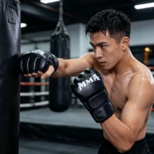 2pcs Half Finger MMA Boxing Gloves, Thickened Adult Combat Gloves For Sanda, Punching Bag, Boxing And Fighting - Multicolor - View 2