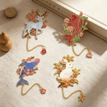 1Piece Retro Hollow Metal Animal Bookmark Vintage Chinese Style Page Marker For Reading Students School Gift Use - Style 1 - View 4