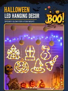 Glowing Wizard Hat Pumpkin Suction Cup Light Hanging Decor, Halloween Decoration, Spooky Atmosphere, Window Arrangement Colorful Light Pendant - Multicolor - View 5