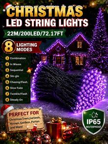 سلسلة أضواء عيد الميلاد بالطاقة الشمسية LED 20/50/100/200، مقاومة للماء IP65، 8 أوضاع إضاءة، أضواء جنية LED، مناسبة للحديقة والفناء وشجرة عيد الميلاد والشرفة والنافذة والمنزل والجناح والهالوين والحفلات والمهرجانات وديكور عيد الميلاد - سلسلة أضواء LED تعمل بالطاقة الشمسية - مشاهدة 22