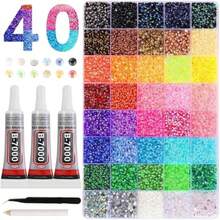 40/28/24/15 Colors/3mm Flat Back Rhinestone Set, Multi-Color Handmade Gemstone Set With Picker Pen And Tweezers. Suitable For DIY, Clothing, Shoes And Sparkling Jewelry - Vibrant Mixed Color Palette. - Sets - View 8