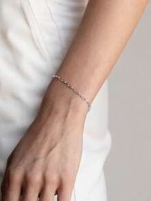 1 pieza Pulsera de plata pura, diseño de , joyería de lujo minimalista pequeña y delicada - Plateado - Ver 5