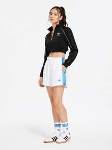 Adidas 新款三葉草休閒褲針織透氣跑步訓練短褲 - 白色/藍色 - 查看 4