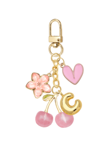 A-Z 金色可愛字母鑰匙圈，配粉色櫻花、水晶櫻桃與愛心裝飾，時尚女性包包吊飾、汽車鑰匙裝飾，可掛於鑰匙、單肩包、手提包、水壺，適合學校、辦公室、旅行、度假、購物等場合，完美生日禮物、開學禮物、教師節禮物、週年紀念禮物 - 彩色 - 查看 22
