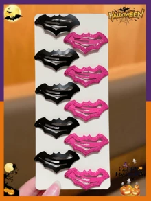 10 piezas de pinzas para el cabello con diseño de murciélago de Halloween para mujeres, estilo Y2K, pinzas de presión para el cabello con murciélago en negro puro y rosa brillante, accesorios para el cabello de disfraz de Halloween, accesorios de decoración para el cabello de Halloween para mujeres, accesorios para el cabello de mujeres - Multicolor - Ver 4